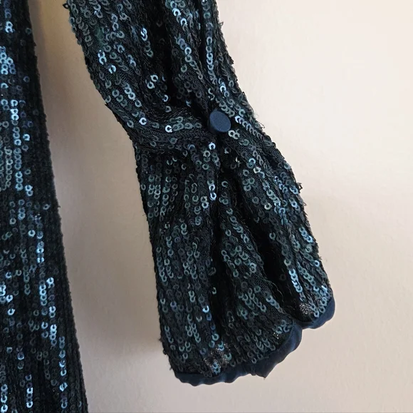 Jonathan Simkhai Sequin Drape Front Gown Emerald Green Teal Size 4 - Picture 8 of 8